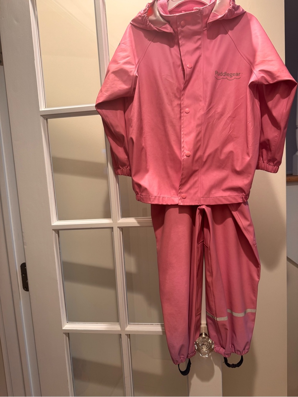 Puddle Gear Brand! Pink kids rain pants overalls and rain jacket